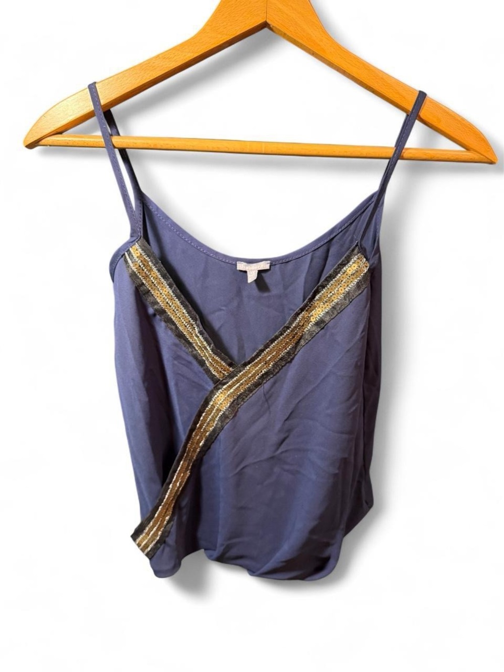 Charlotte Russe Purple Sequin-Trim Spaghetti Strap Cami
